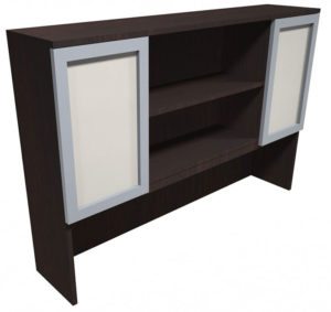 Brooklyn Series Double Tier Laminate Hutch With (2) Frosted Glass & Silver Doors