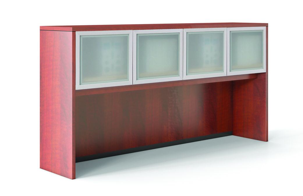 Brooklyn Series Laminate Hutch With Frosted Glass & Silver Doors