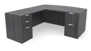 Grey Bow Front L-Shape Desk