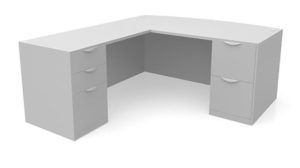 White Bow Front L-Shape Desk