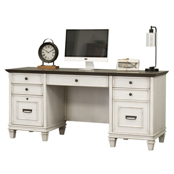 Rumson Desk In Linen & Grey Wood