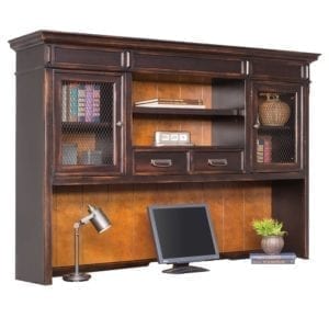 Rumson Hutch In Black With Wood Plank Back
