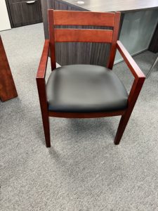 Cherry Wood Frame Chair With Black Seat
