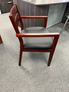 Cherry Wood Frame Chair With Black Seat