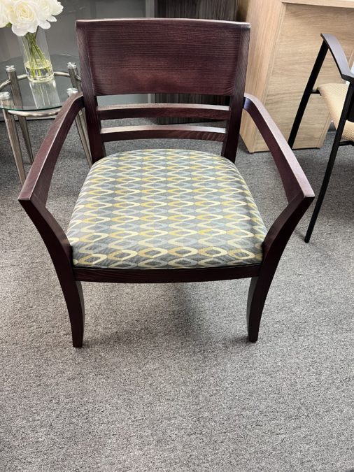 Mahogany Wood Frame Chair With Multicolor Seat