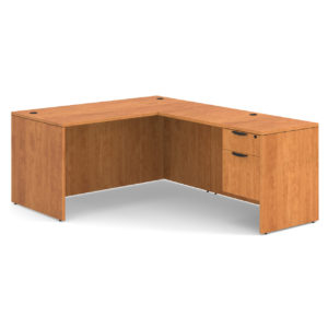 Honey L-Shape Desk With (1) Box,File Pedestal
