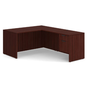 Mahogany L-Shape Desk With (1) Box,File Pedestal